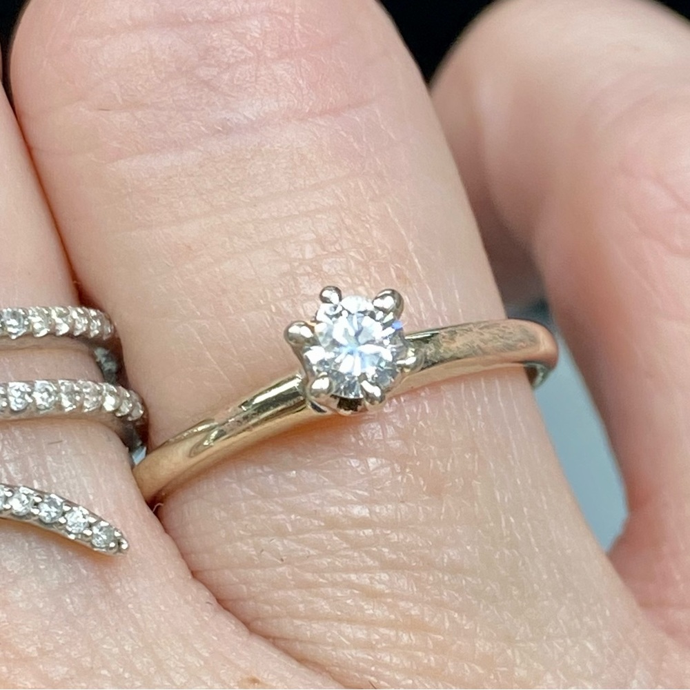 14k White Gold Genuine Diamond Solitaire Ring